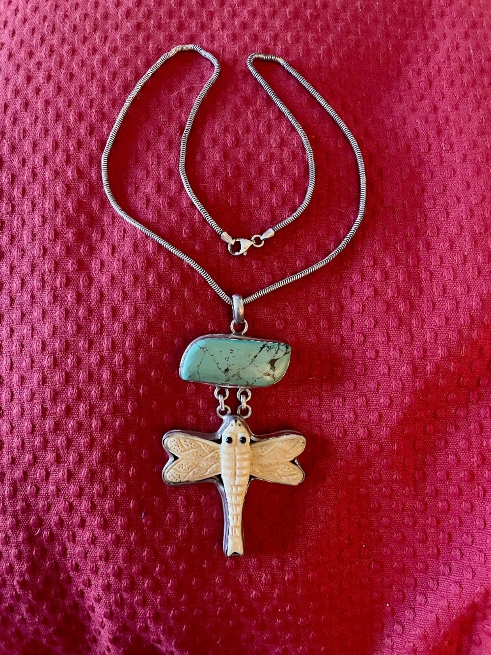 Dragon Fly and Turquoise Sterling Silver Necklace